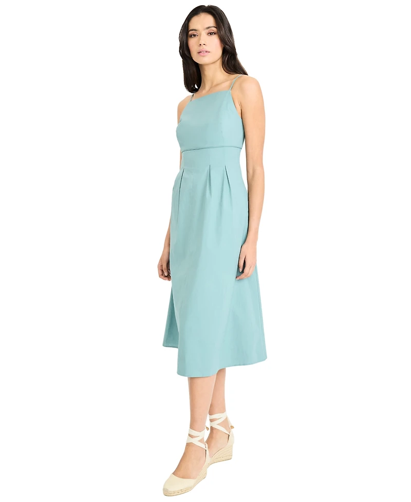 Maggy London Women's Square Neck Spaghetti Strap Midi Dress