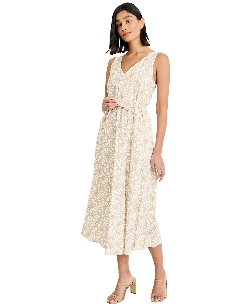 Maggy London Women's Sleeveless V-Neck Midi Dress