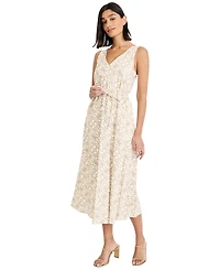 Maggy London Women's Sleeveless V-Neck Midi Dress