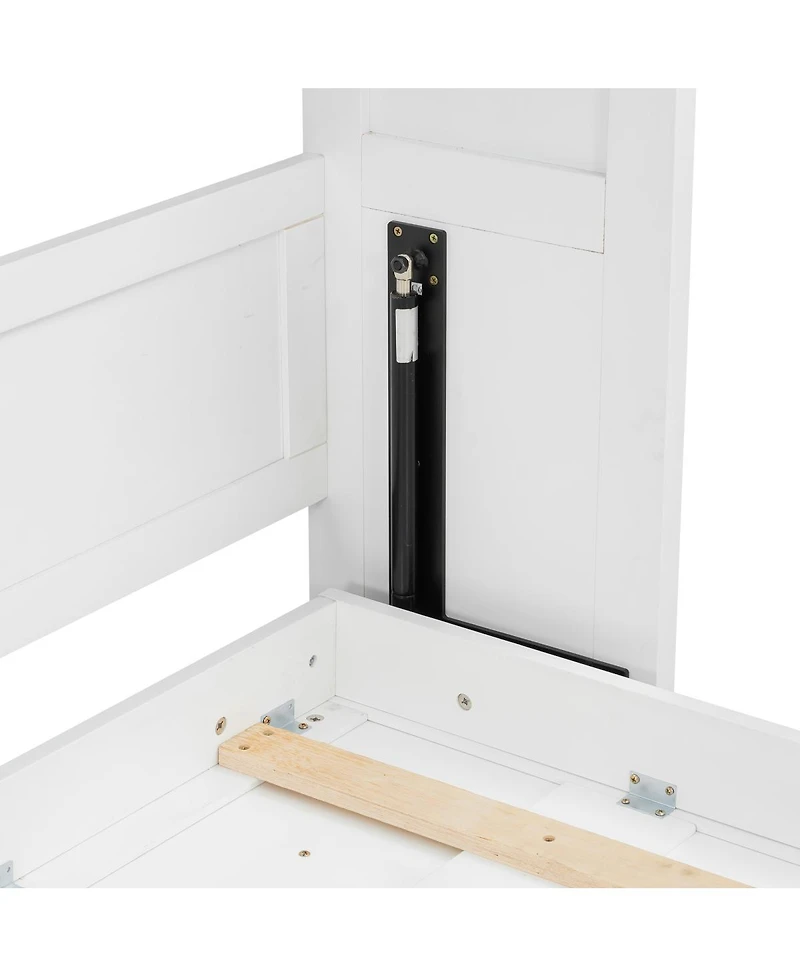 Streamdale Furniture Queen Size Murphy Bed with Led Light, Foldable Cabinet