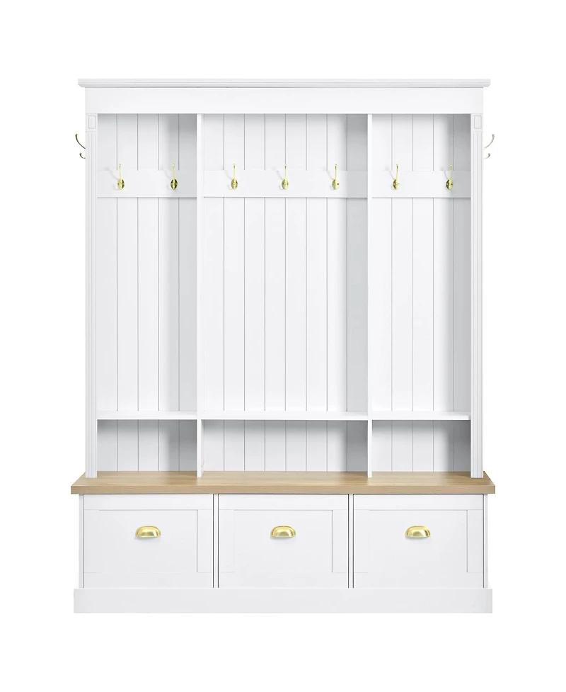 Streamdale Furniture Elegant App Controlled Led Hall Tree with Roman Column Design & Storage Bench