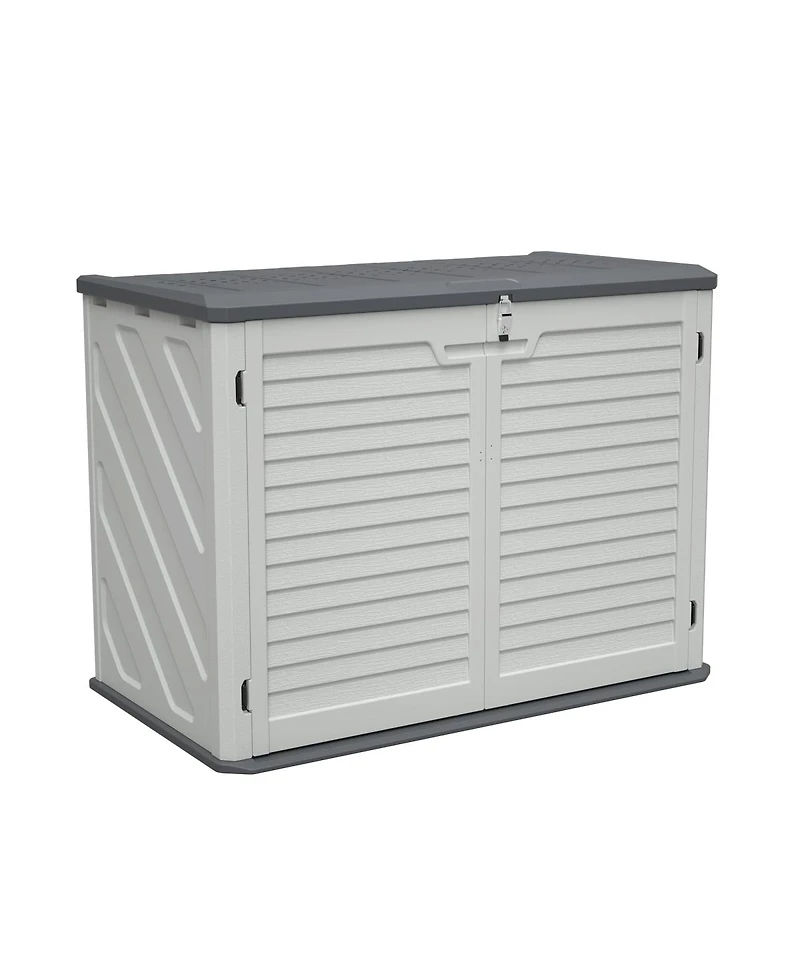 Streamdale Furniture Horizontal Storage Shed with Removable Shelf, Large Lockable Outdoor Cabinet