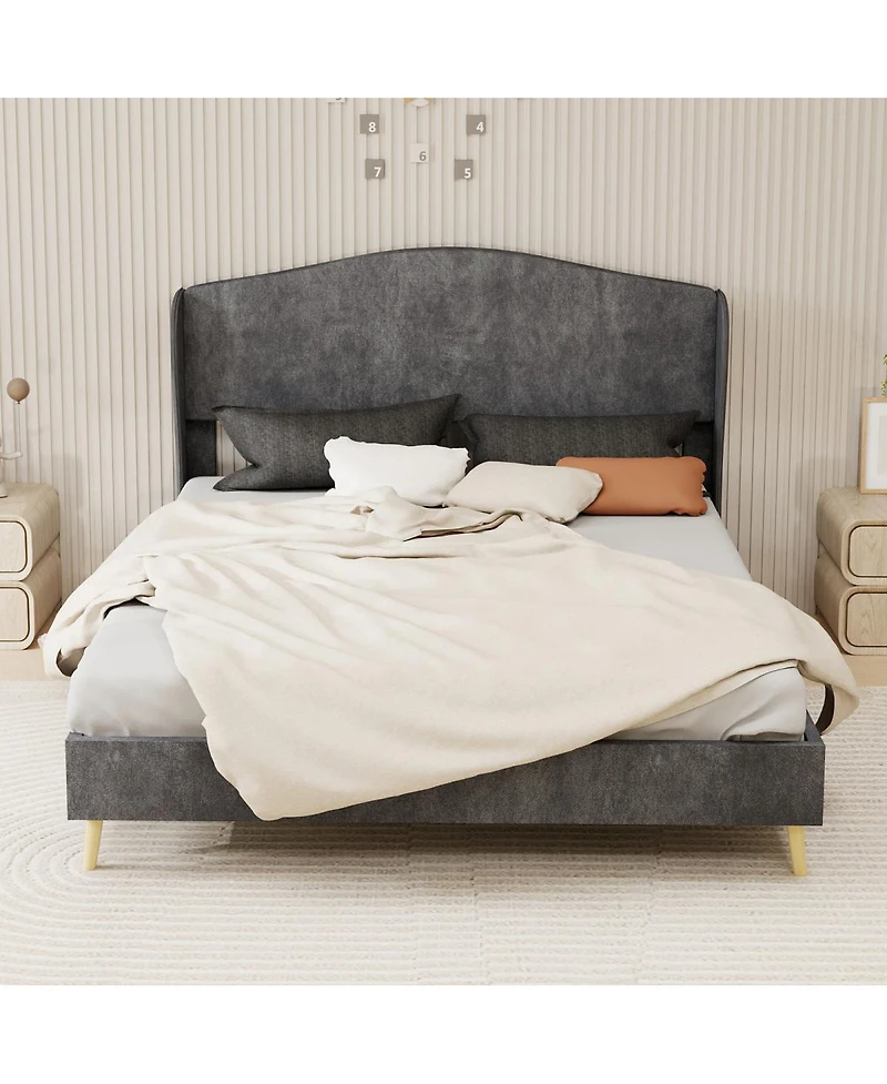 Streamdale Furniture Velvet Upholstered Queen Bed - Luxurious & Peaceful Master Bedroom Focus