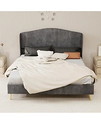 Streamdale Furniture Velvet Upholstered Queen Bed - Luxurious & Peaceful Master Bedroom Focus