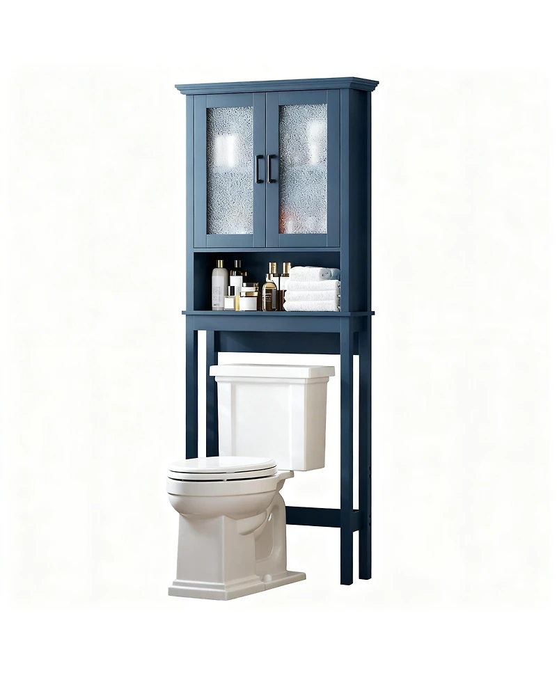 Yigii Adjustable Over the Bathroom Storage Shelf with Glass Doors