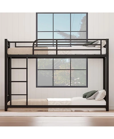 Streamdale Furniture Twin Over Twin Metal Bunk Bed with Guard Rails & Ladder