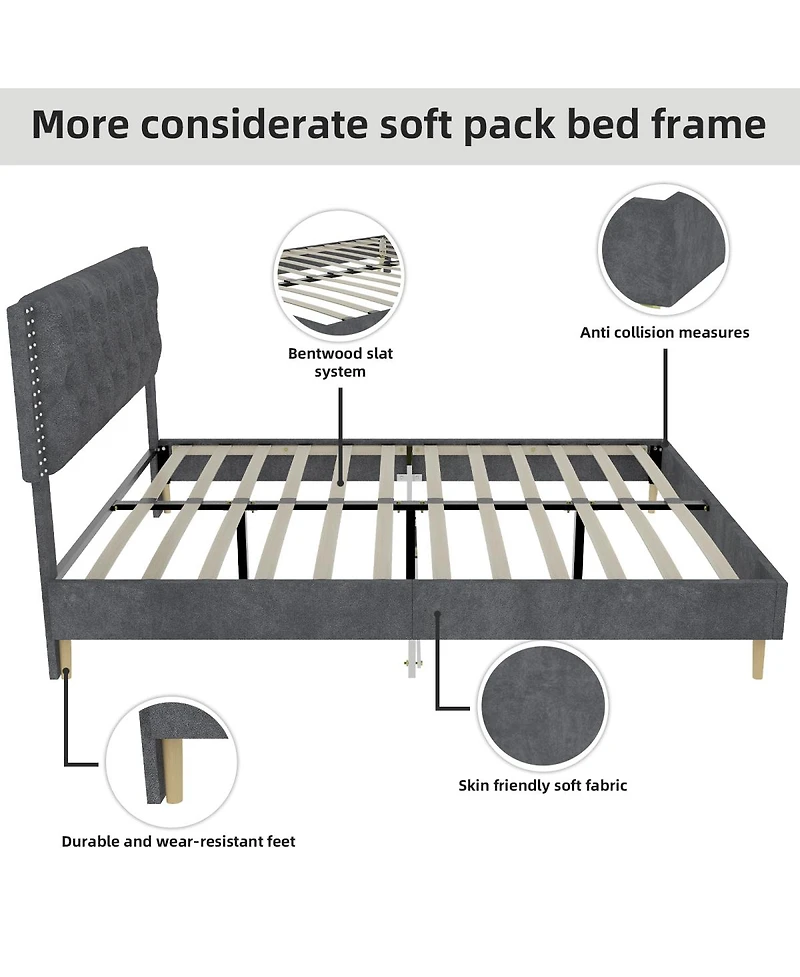 Streamdale Furniture Velvet Upholstered Queen Bed
