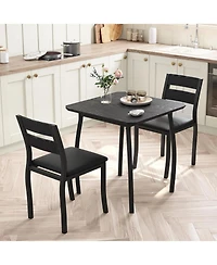 gaomon 3 Piece Dining Table Set for 2 Small Kitchen Table Set with 2 Upholstered Chairs and Metal Frame and Wood Tabletop Apartment Home Kitchen