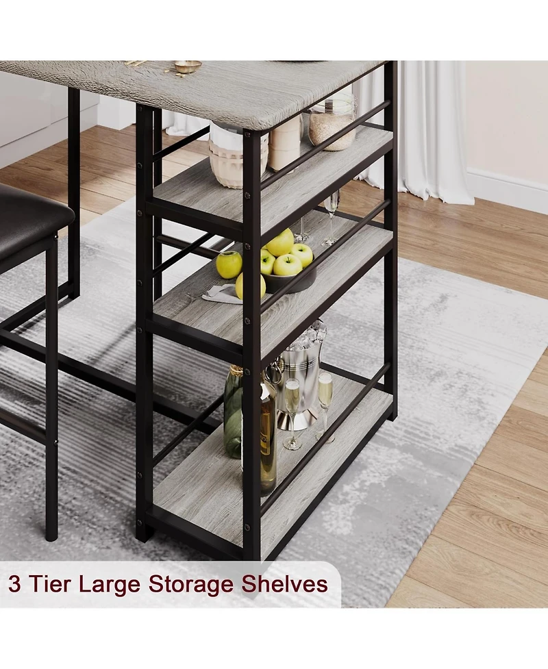 gaomon Kitchen Table Set, 3 Piece Dining Table and Chairs for 2, Space Saving Bar Dining Table Set with 2 Upholstered Chairs for Small Spaces