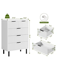 gaomon Wave Fluted 5 Drawer Dresser for Bedroom, Modern Wood Chest of Drawers with Wide Drawers