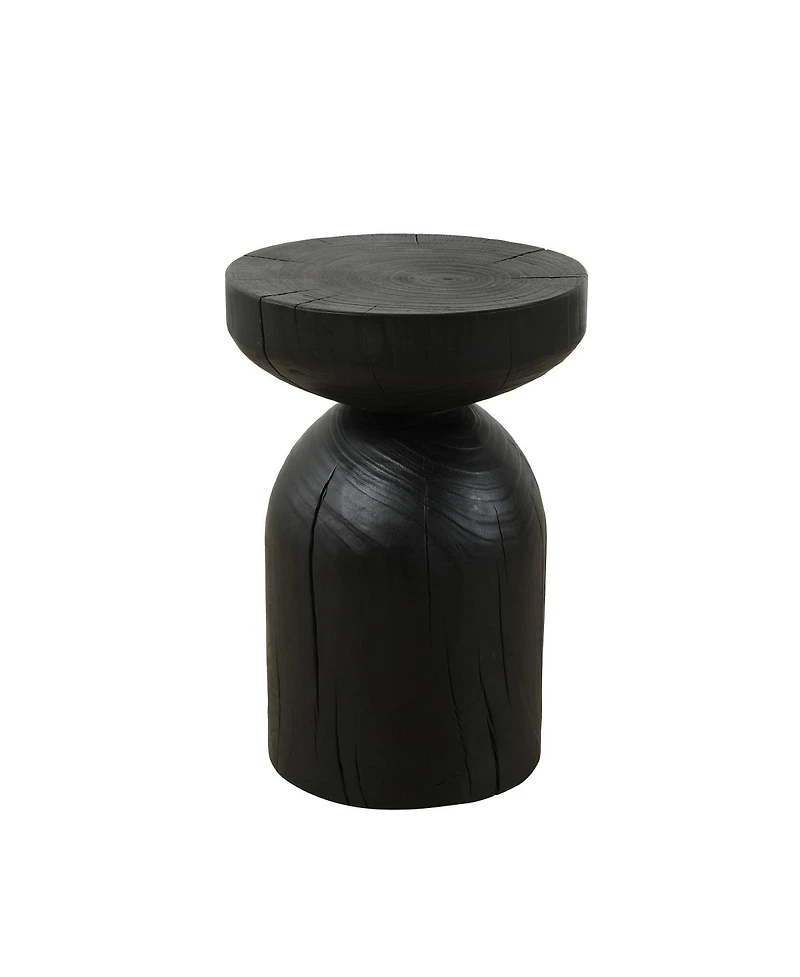 Streamdale Furniture Solid Mango Wood Black Round Side End Table - 12.417.7 inch
