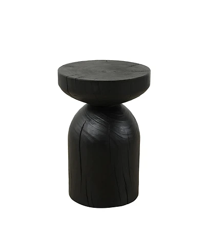 Streamdale Furniture Solid Mango Wood Black Round Side End Table - 12.417.7 inch