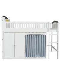 Streamdale Furniture Streamdale Loft Bed with Storage Cabinet, Wardrobe and Led
