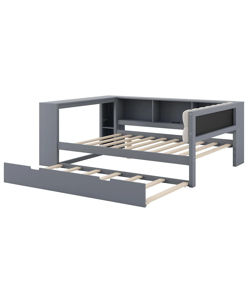 Streamdale Furniture Streamdale Wood Platform Bed w/Storage, Trundle, Charging Station