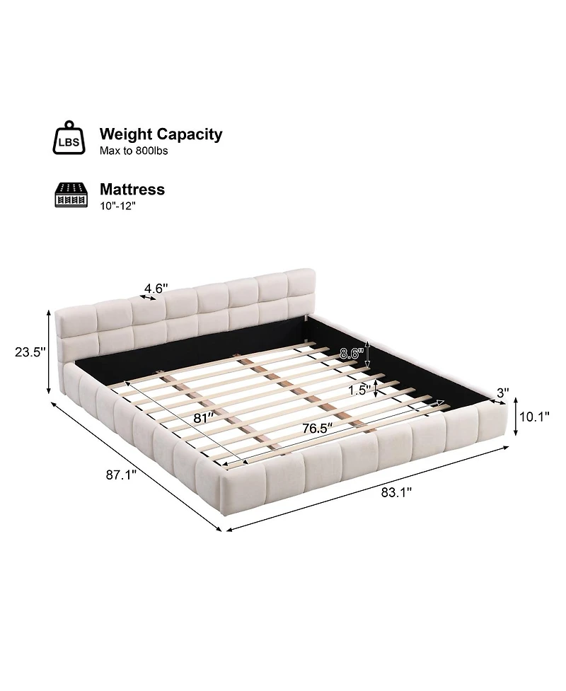 Streamdale Furniture Streamdale Elegant Chenille Upholstered Bed with Checkerboard Design