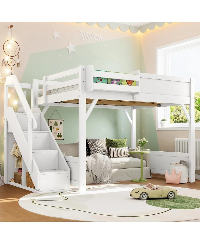 Streamdale Furniture Streamdale Loft Bed w/Wardrobe & Storage, Solid Wood