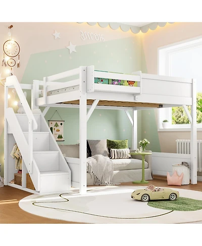 Streamdale Furniture Streamdale Loft Bed w/Wardrobe & Storage, Solid Wood