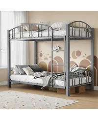gaomon Metal Bunk Bed Twin Over Twin, Heavy Duty Bunkbeds Frame with Arched Guardrail and Safety Ladder, Sturdy Steel for Kids Boys Girls