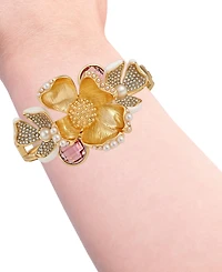 Guess Side Hinge Floral Statement Bracelet