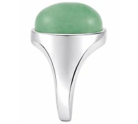 Macy's Green Jade (18 x 14mm) Ring in Sterling Silver
