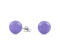 Macy's 3-Pc. Lavender Jade, Yellow Jade and Malachite (8mm) Stud Earrings Set in Sterling Silver
