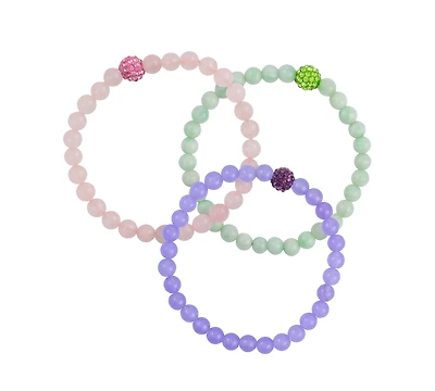 Macy's 3-Pc. Green Jade, Lavender Quartz and Rose Quartz (6mm) Stretch Bracelet Set