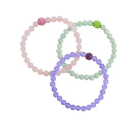 Macy's 3-Pc. Green Jade, Lavender Quartz and Rose Quartz (6mm) Stretch Bracelet Set
