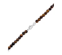 Macy's Tiger Eye (4mm) and Chocolate Freshwater Pearl (7-8mm) Necklace in Sterling Silver