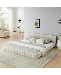 Streamdale Furniture King size upholstered bed frame with chenille fabric, no box spring needed
