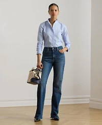 Lauren Ralph Lauren Womens Band Collar Long Sleeve Shirt