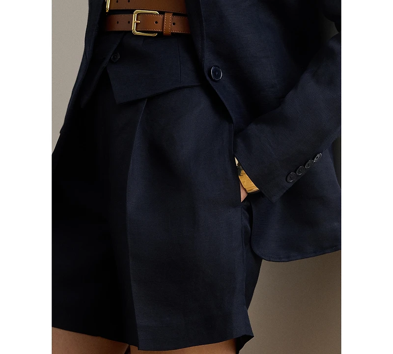 Lauren Ralph Women's Pleated Linen-Blend Twill Shorts