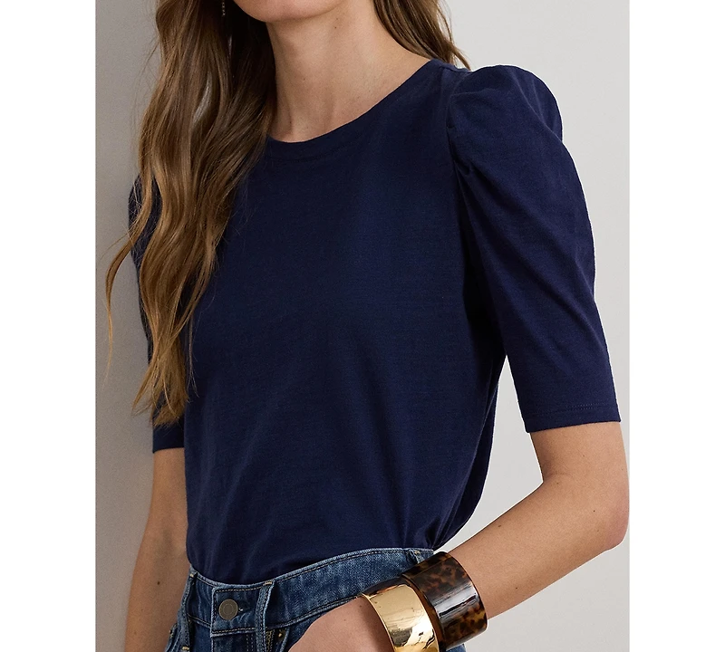 Lauren Ralph Women's Crewneck Puff-Sleeve Top