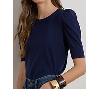 Lauren Ralph Women's Crewneck Puff-Sleeve Top