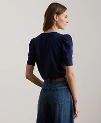 Lauren Ralph Women's Crewneck Puff-Sleeve Top