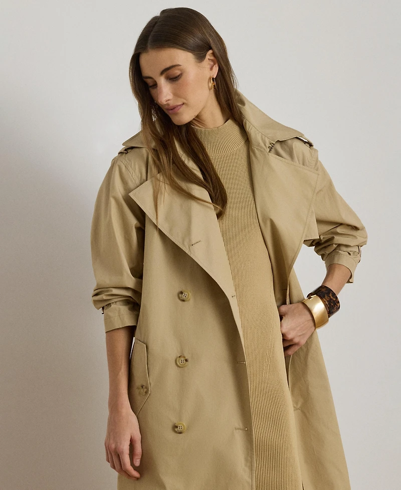 Lauren Ralph Women's Notch Lapel Long-Sleeve Trench Coat