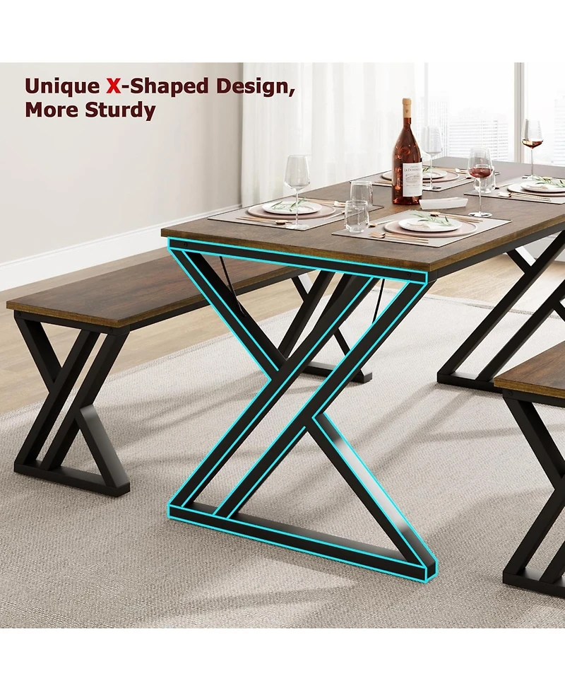 gaomon Kitchen Table with 2 Benches Dining Table Set for 4 Saving Space Dining Room Table Set for Kitchen Dining Room