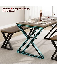 gaomon Kitchen Table with 2 Benches Dining Table Set for 4 Saving Space Dining Room Table Set for Kitchen Dining Room