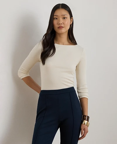 Lauren Ralph Women's Slim Fit Boat Neck Top