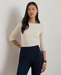 Lauren Ralph Women's Slim Fit Boat Neck Top