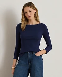 Lauren Ralph Women's Slim Fit Boat Neck Top