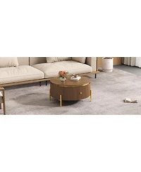 Streamdale Furniture 31.5" Modern Round Coffee Table with 2 Drawers