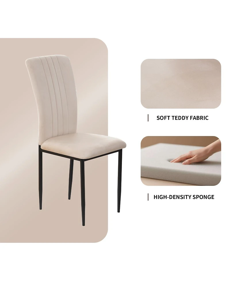 Streamdale Furniture Dining Chairs Set of 4 Modern Velvet Upholstered Chairs with Metal Legs