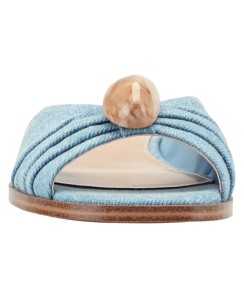 Marc Fisher Ltd Women's Dalani Ornamented Ruched Flat Slip-On Sandals