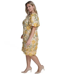 Eliza J Plus Size Boat Neck Short-Sleeve Cocktail Dress