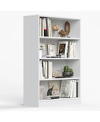 Rainsken 4-Tier Open Storage Shelf, Modern Wood Bookshelf, Wide Bookcase with Adjustable Shelves for Living Room, Home Office and Library