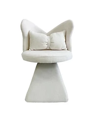 Streamdale Furniture Elegant Chenille Velvet Armless Accent Chair with 360° Rotation