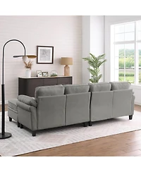 Streamdale Furniture 102" linen modular L-shaped cloud sofa with storage