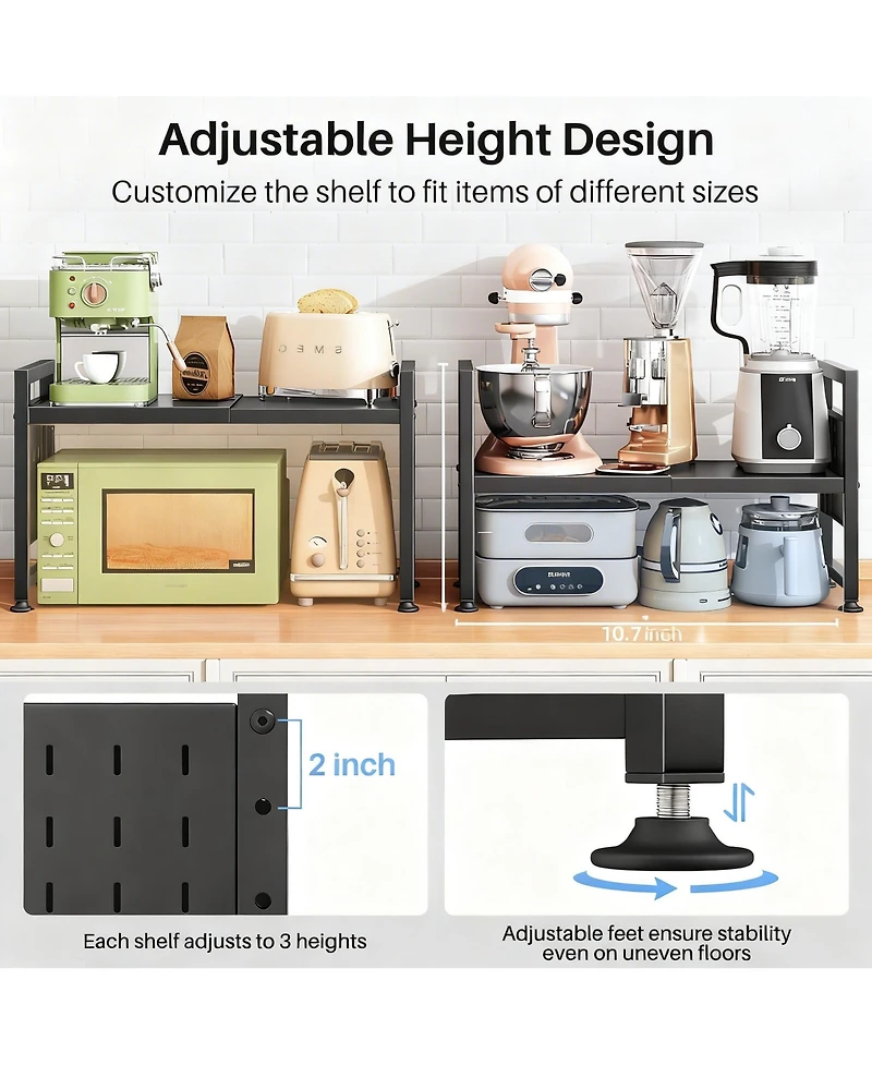 Yigii Expandable, Rust-Proof, Space-Saving 3-Tier Microwave Stand
