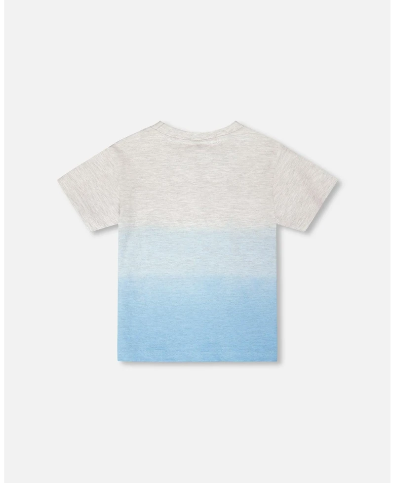 Deux par Big Boys Cotton Short Sleeve T-Shirt Grey Mix To Blue Gradient