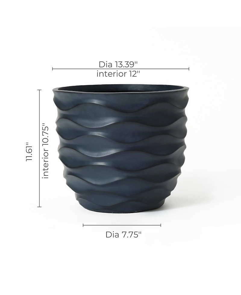 LuxenHome -Inch Round Waves MgO Planter